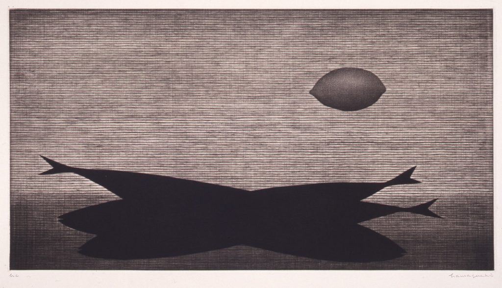 浜口陽三《魚とレモン》1958年 26.5×48.8㎝ メゾチント、紙