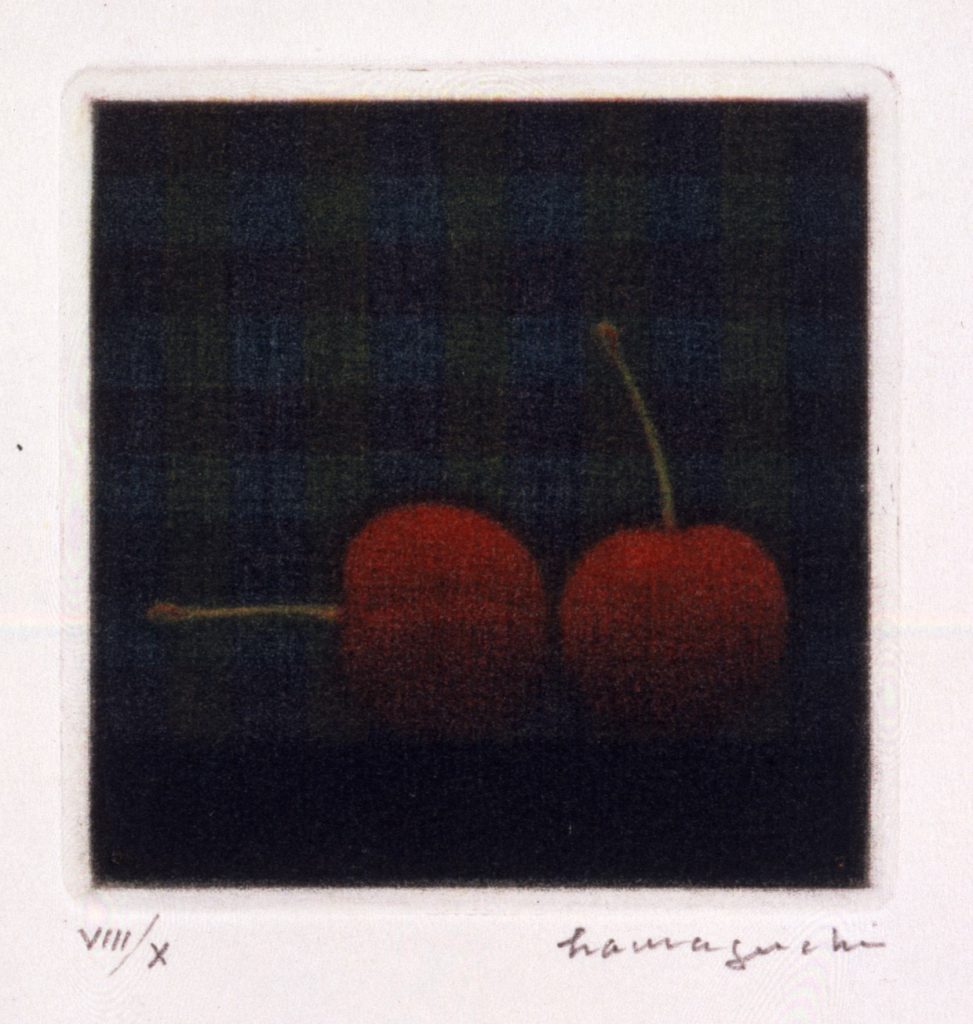 浜口陽三《さくらんぼ》（6点組） 1974年　5.5×5.5㎝ カラーメゾチント、紙