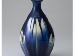 加藤清和「藍三彩貼花面取花瓶」 （径16.7×高さ29.0cm）