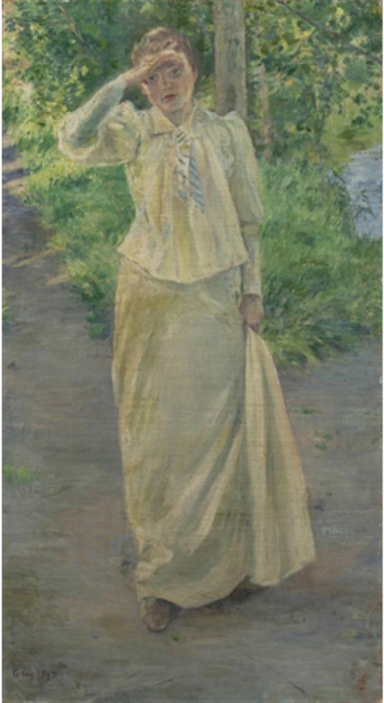黒田清輝　《白き着物を着せる西洋婦人》　明治25年(1892)