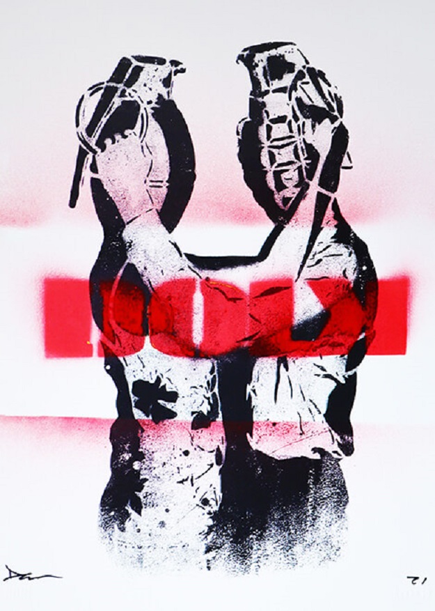 DOLK「Grenade Lovers with red Dolk stencil」 50x70