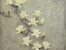 「春つ方」 113.5×72.0cm アクリル絵具、岩彩
