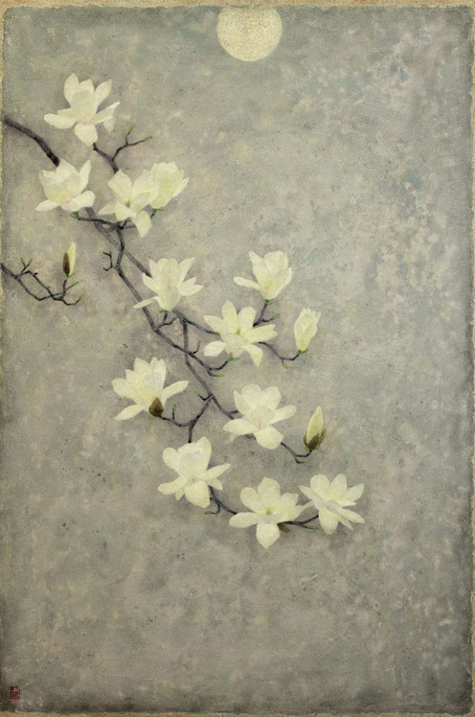 「春つ方」 113.5×72.0cm アクリル絵具、岩彩