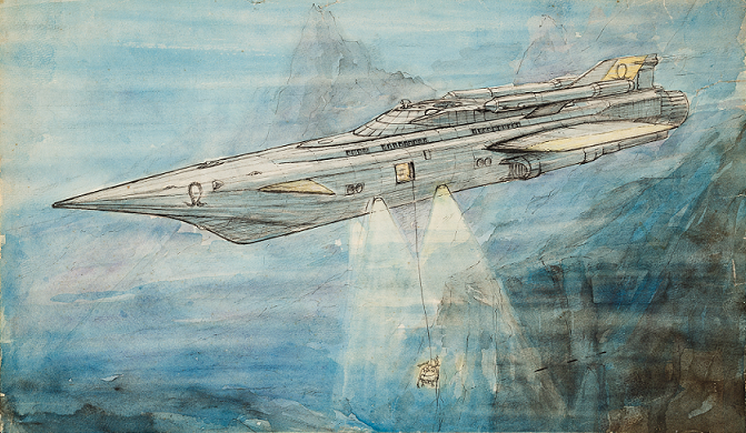 万能潜水艦アルファ号 デザイン画、「緯度0大作戦」（1969）より © TOHO CO., LTD.