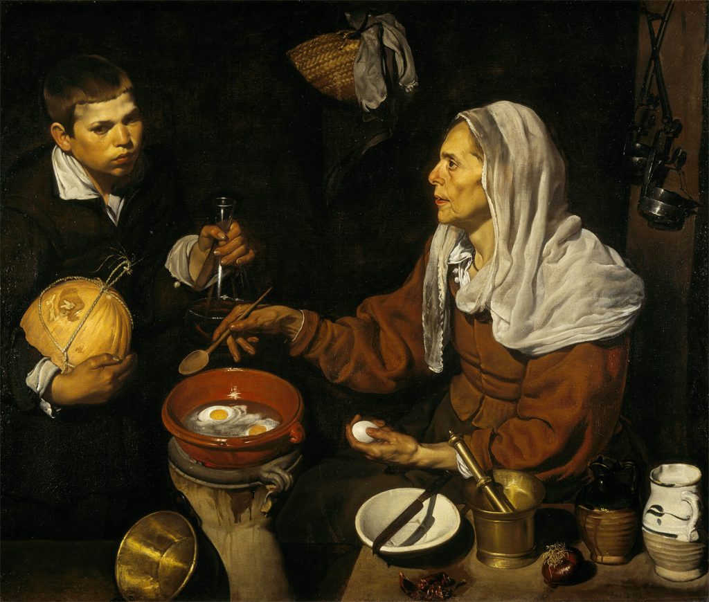 ディエゴ・ベラスケス 《卵を料理する老婆》 （部分） 1618年