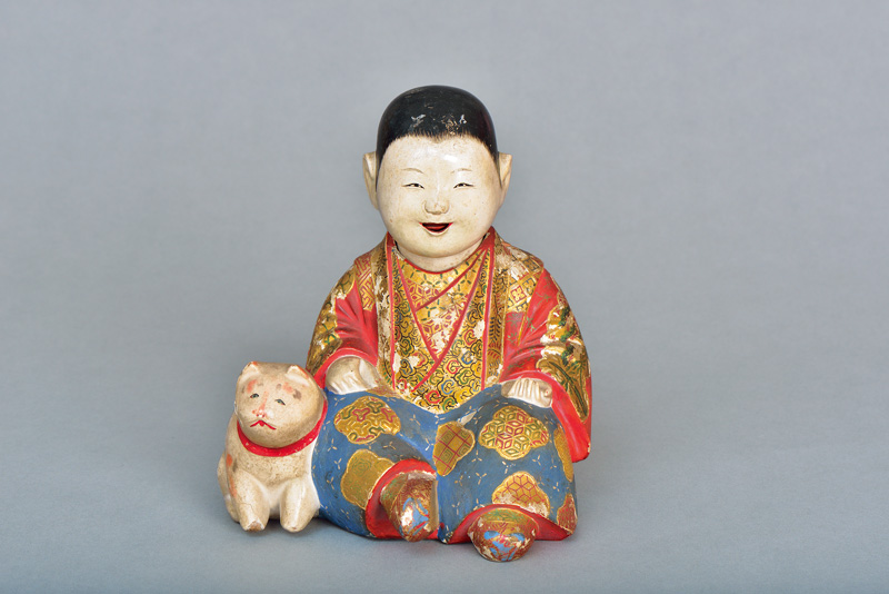《嵯峨人形　犬連れ》江戸時代（18世紀）　前島秀章・久代夫妻コレクション　佐野美術館蔵