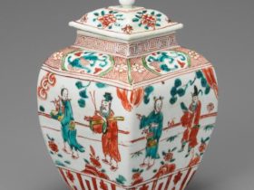 「五彩人物図壺（古赤絵）」　中国・明時代　16世紀