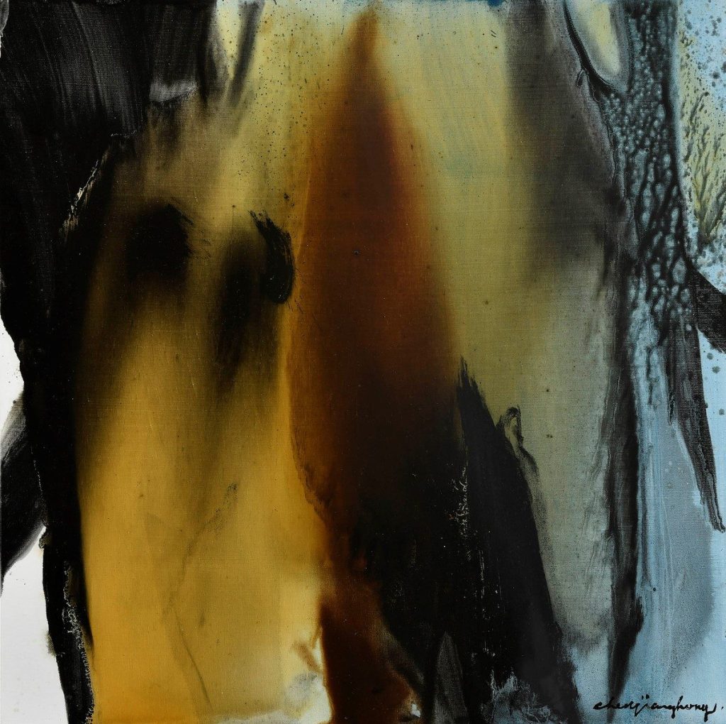 チェン・ジャン・ホン  「朋」  油彩、墨  60 × 60 cm