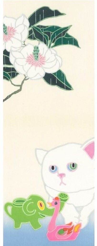 「B面の猫-水無月」  120部、16.0×41.5㎝、木版画、2021