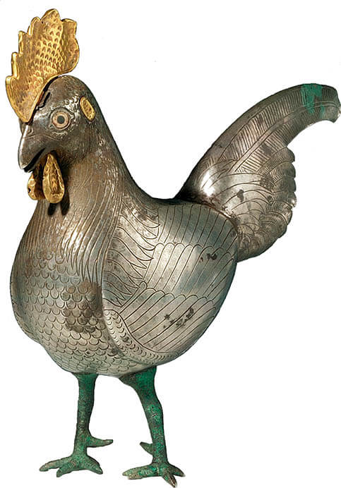 雄鶏形容器 前アケメネス朝ペルシア　前7－6世紀　銀、金　MIHO MUSEUM蔵