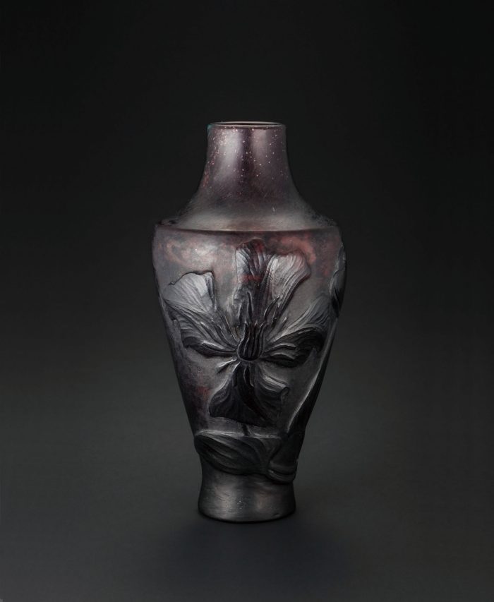 ガレ  「クレマチス文花瓶」  高さ 14.5cm