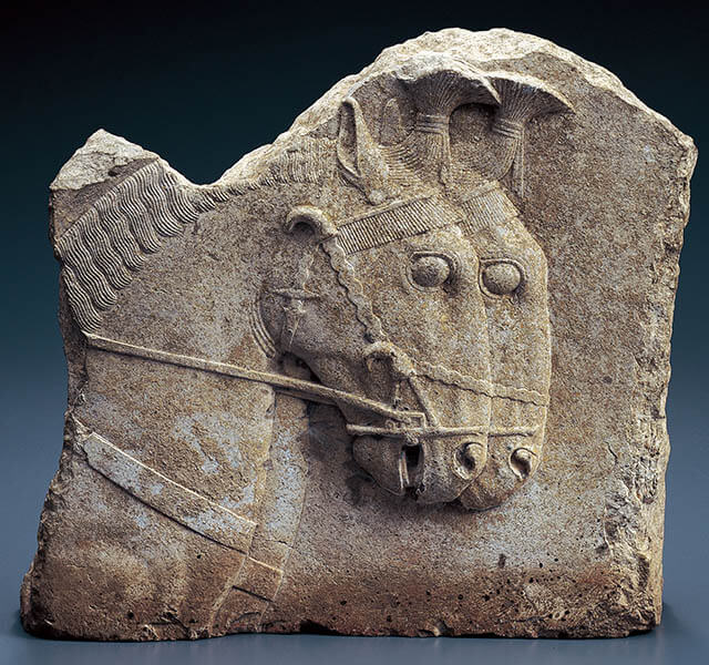 二頭の馬浮彫　アケメネス朝ペルシア　ペルセポリス　前6－5世紀　石灰岩　MIHO MUSEUM蔵