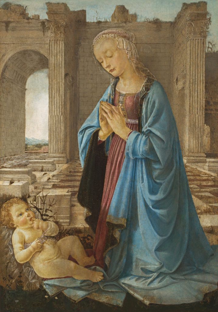 アンドレア・デル・ヴェロッキオ（帰属） 《幼子キリストを礼拝する聖母（「ラスキンの聖母」》 （部分） 1470年頃