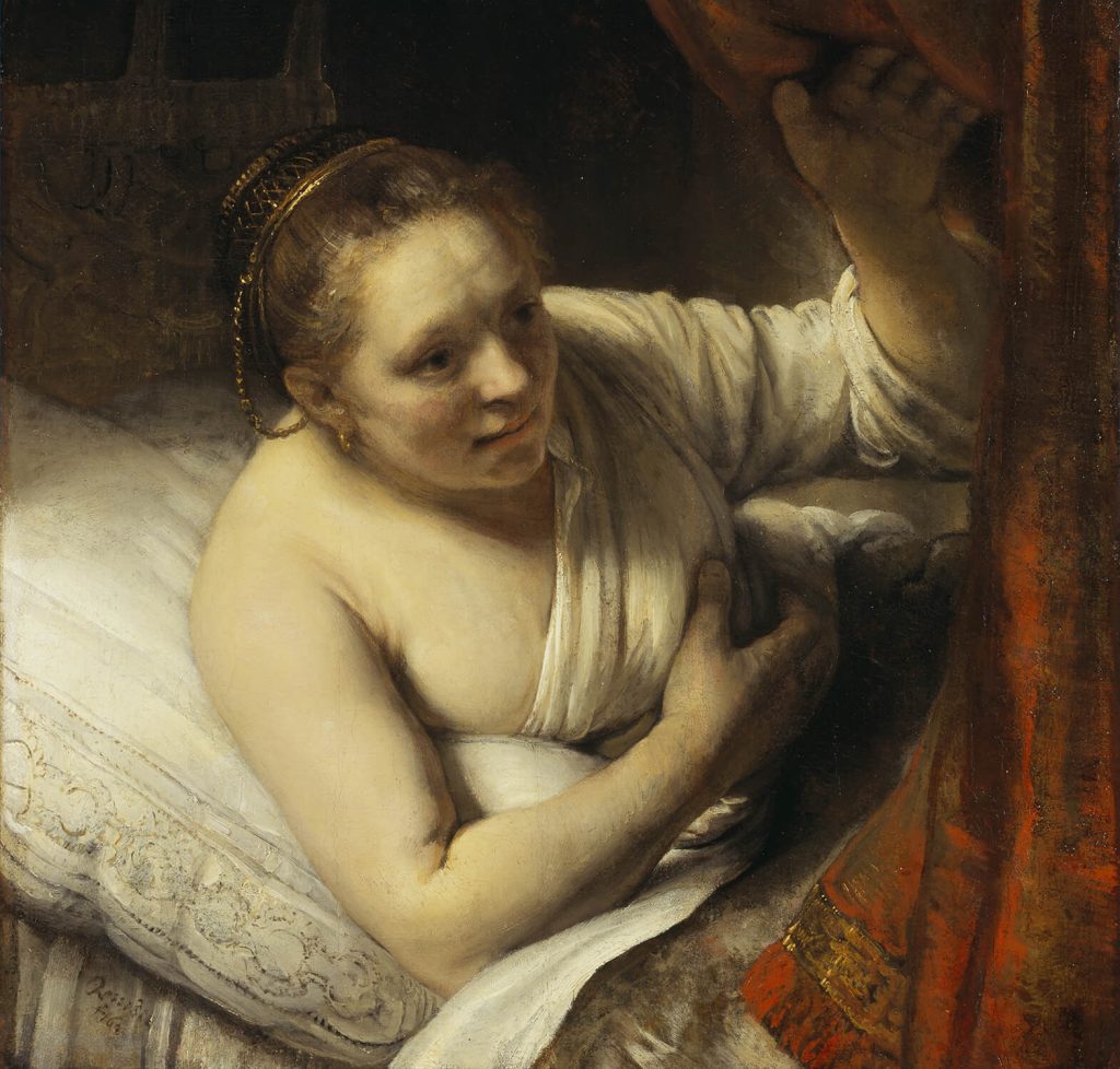 レンブラント・ファン・レイン 《ベッドの中の女性》 （部分） 1647年