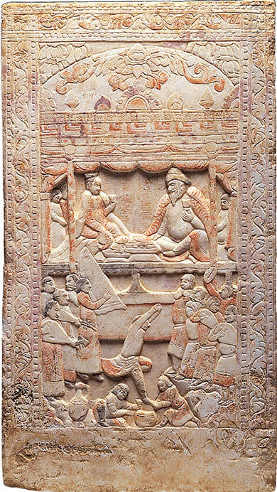 石床屏風（11枚のうち）　北周　6世紀　大理石に彩色　MIHO MUSEUM蔵
