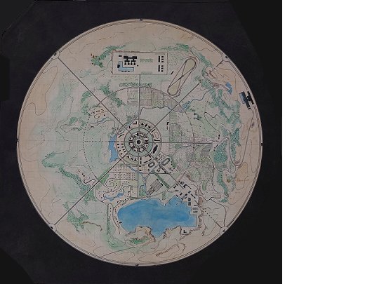 緯度0基地 設定俯瞰図、「緯度0大作戦」（1969）より © TOHO CO., LTD.