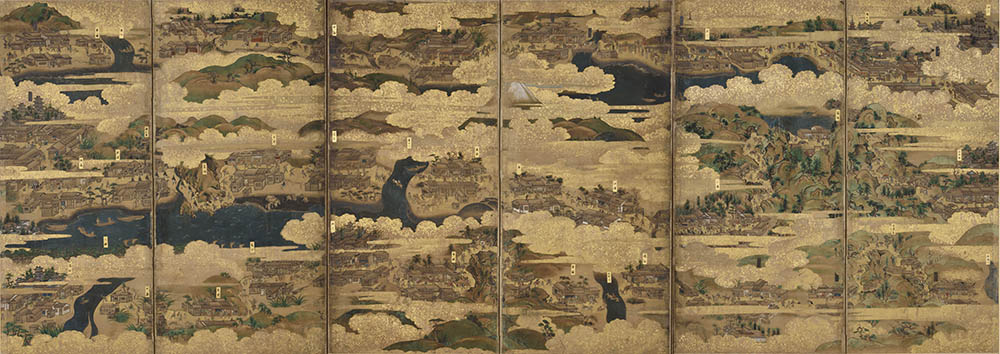 県指定文化財《東海道図屏風（マッケンジー本）》（右隻）　静岡市