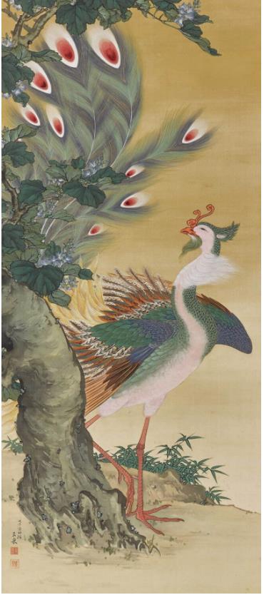 望月玉泉《麟鳳之図》(左幅)　1907年　京都市美術館蔵