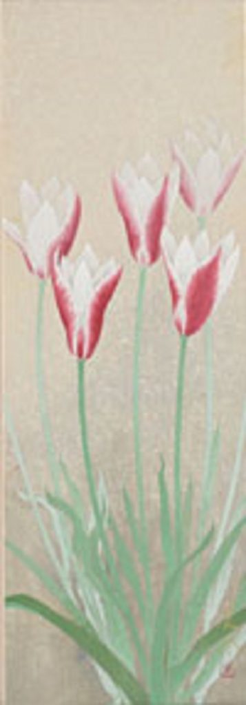 中川雅登 チューリップ(レディジェーン) (日本画　45.5×15.8cm)