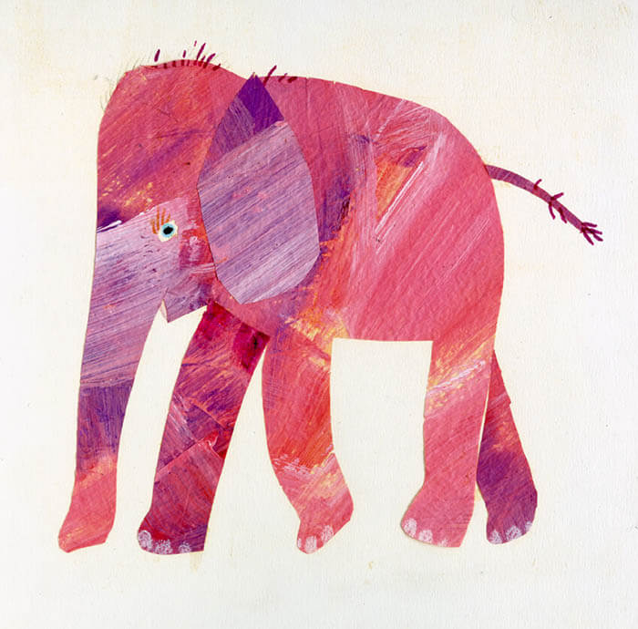 エリック・カール　ピンクの象　1972年 Eric Carle, Pink elephant. Collection of The Chihiro Art Museum. ©1972 by Penguin Random House LLC.