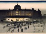 石井鶴三　《東京駅夕景》　木版多色摺　昭和3年 （1928） 　千葉市美術館