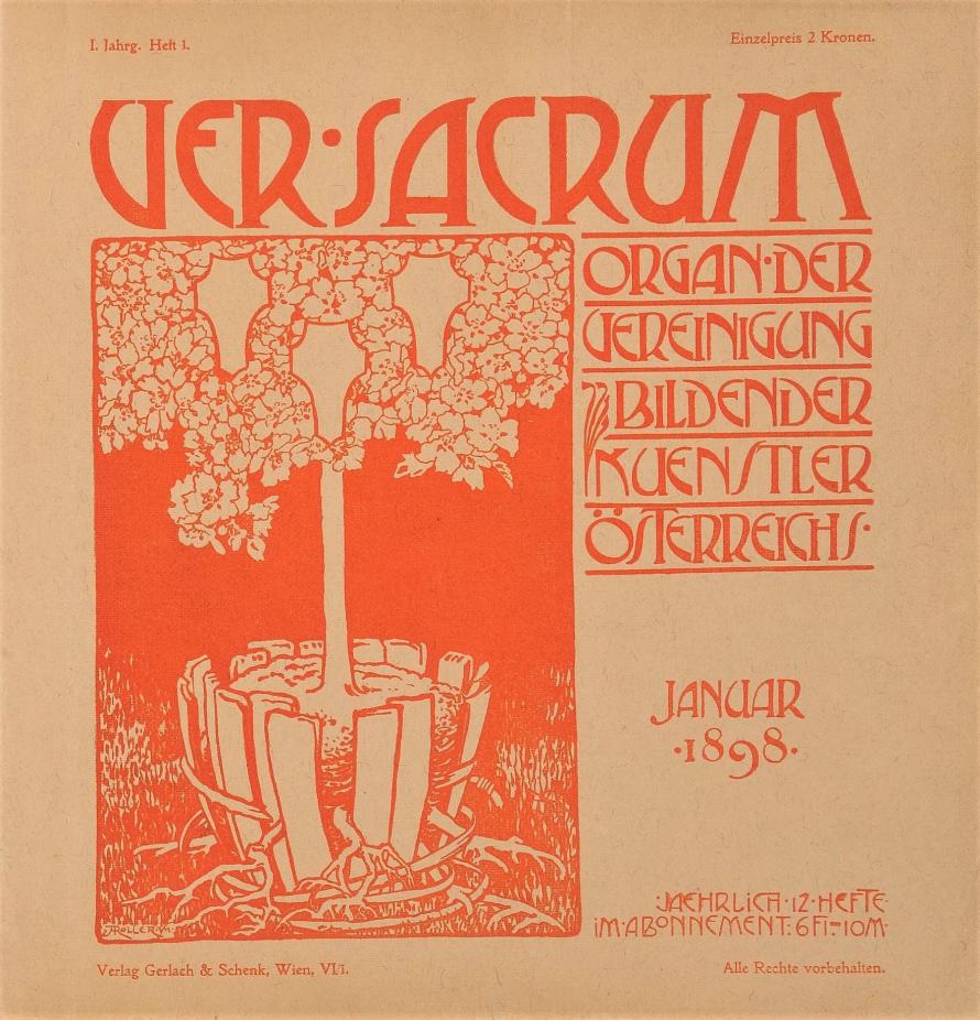 「ヴェル・サクルム」第1年第1号表紙 1898年刊 （デザイン：アルフレート・ロラー）