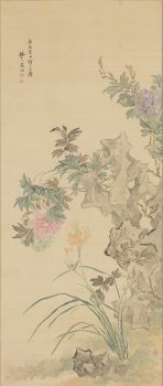椿椿山「湖石牡丹図」日本・1850年　大阪市立美術館蔵