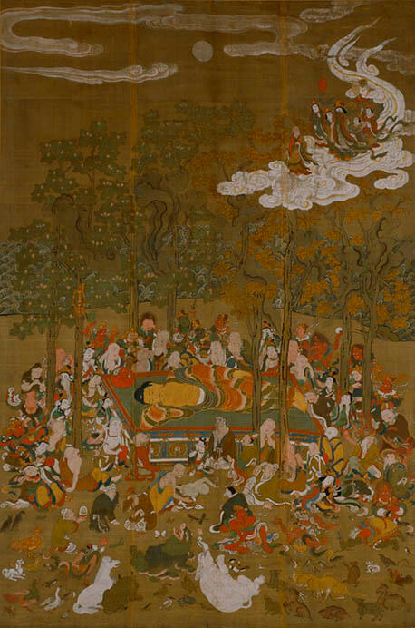「仏涅槃図」桃山時代 絹本著色 一幅 163.0 x 108.9 ㎝