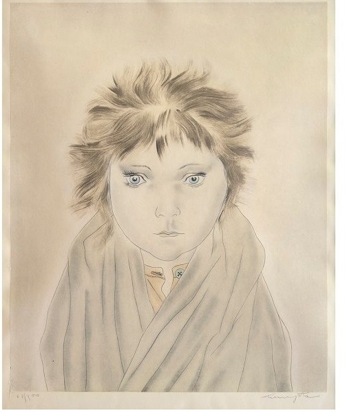 藤田嗣治【青い目をした赤毛の少女】  エッチング、1929年