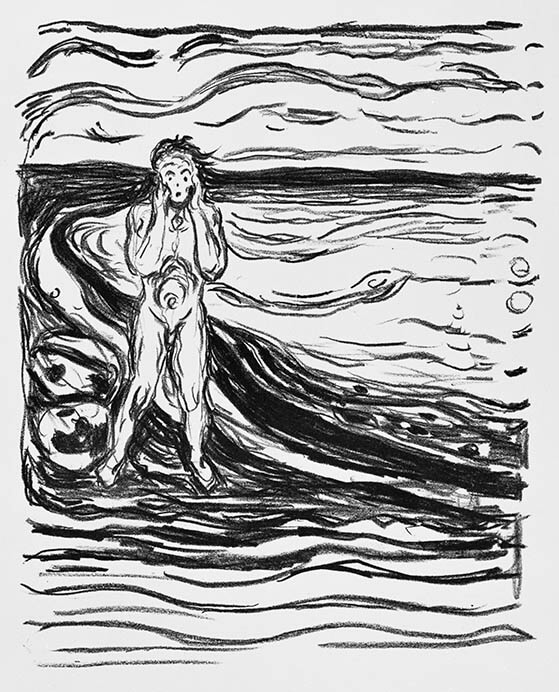 エドヴァルド・ムンク　『アルファとオメガ』：（17）《絶望するアルファ》　1908-1909年　リトグラフ　国立西洋美術館