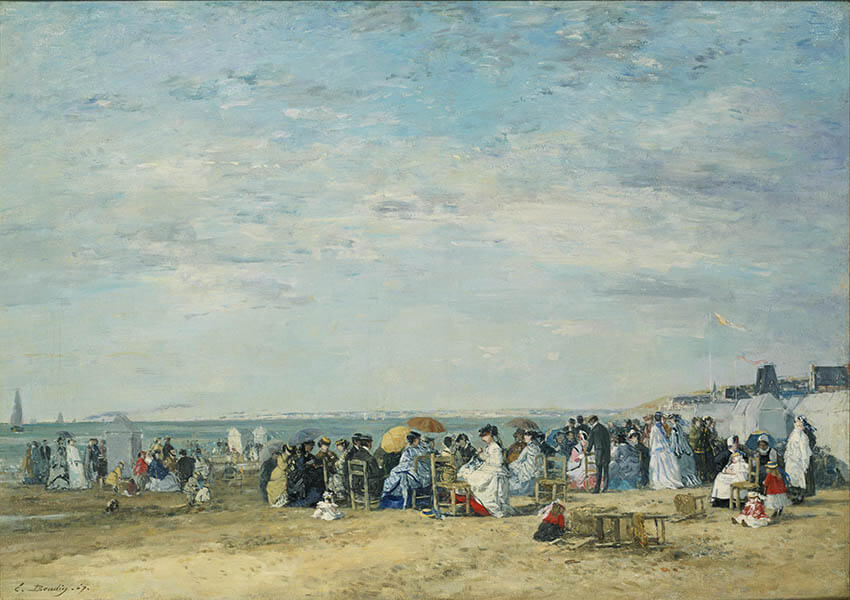 ウジェーヌ・ブーダン　《トルーヴィルの浜》　1867年　油彩・カンヴァス　国立西洋美術館