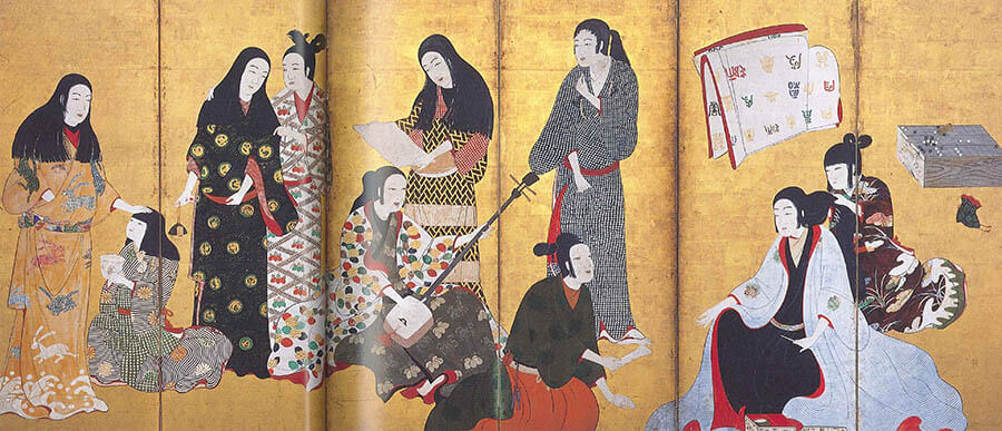 国宝　婦女遊楽図屏風（松浦屏風）(右隻)　江戸時代前期　大和文華館蔵