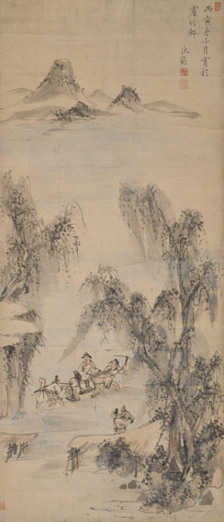 池大雅《柳渓渡渉図》延享3年（1746）千葉市美術館蔵