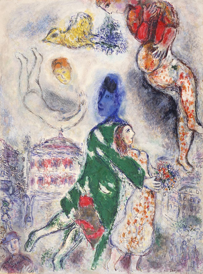 マルク・シャガール《オペラ座の人々》1968-1971年、ポーラ美術館 ©ADAGP，Paris＆JASPAR, Tokyo, 2022 Chagall® C3919