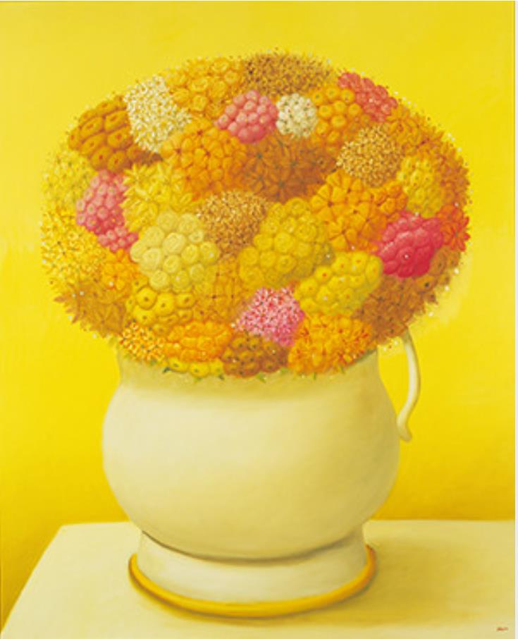 フェルナンド・ボテロ《黄色の花》（3点組）2006年　油彩／カンヴァス
