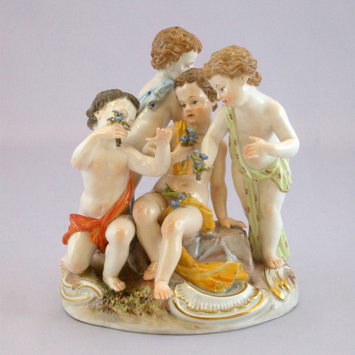 マイセン 人形「春の子供達」 19世紀 サイズ：高さ13.5cm