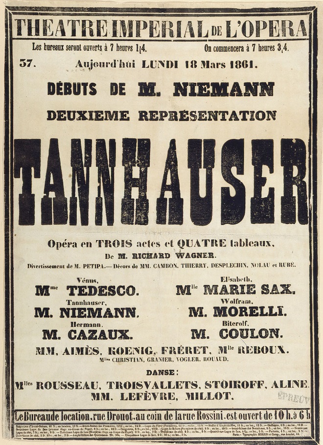 タンホイザーのポスター、1861年3月18日》フランス国立図書館 ©Bibliothèque Nationale de France