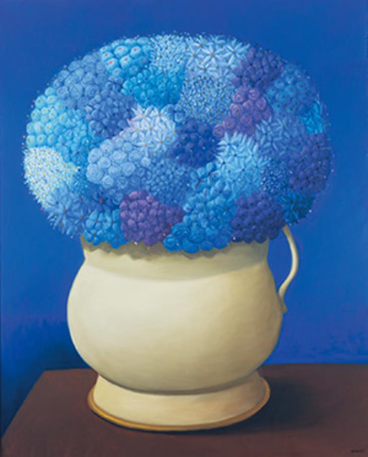 フェルナンド・ボテロ《青の花》（3点組）2006年　油彩／カンヴァス