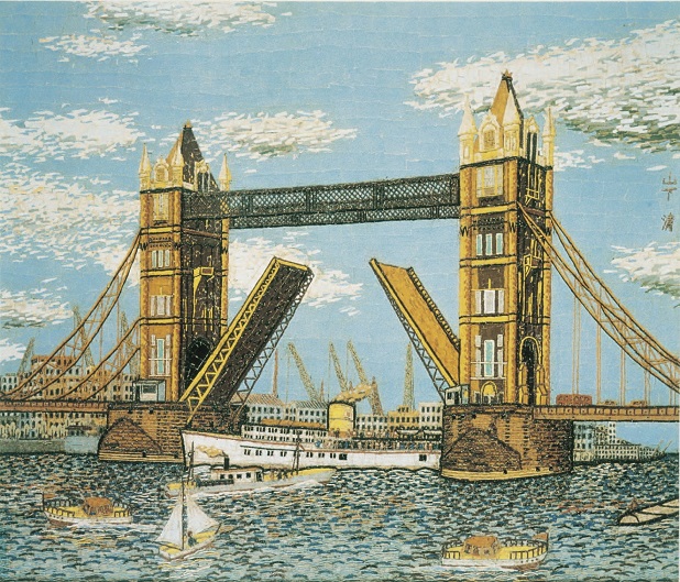 《ロンドンのタワーブリッジ》貼絵、1965（昭和40）年