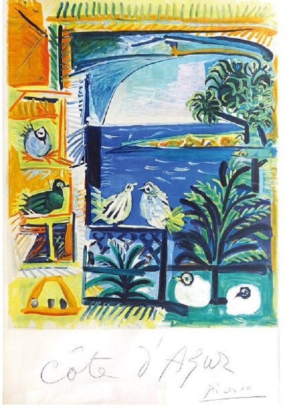 Picasso【コートダジュール】リトグラフ(100×66cm)1962年