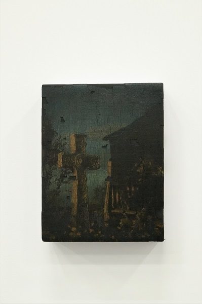 《残欠の絵画 #66》2022年  18.5×14.3×6cm  油絵具、アクリル絵具、綿布、木製パネル