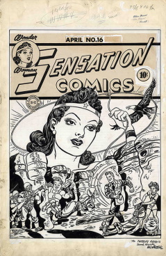 Sensation Comics #16 Cover 1943 Artiste Harry-G-Peter DETECTIVE COMICS and all related characters and elements © ™DC (s22)