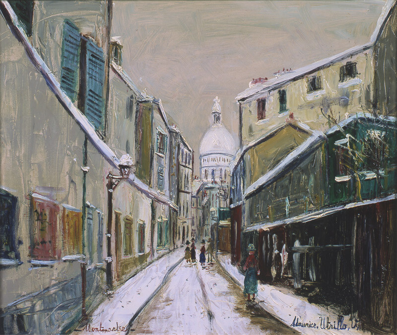 【初公開】モーリス・ユトリロ《雪のサン＝リュスティック通り（冬のサクレクール）》1940年頃、山王美術館蔵