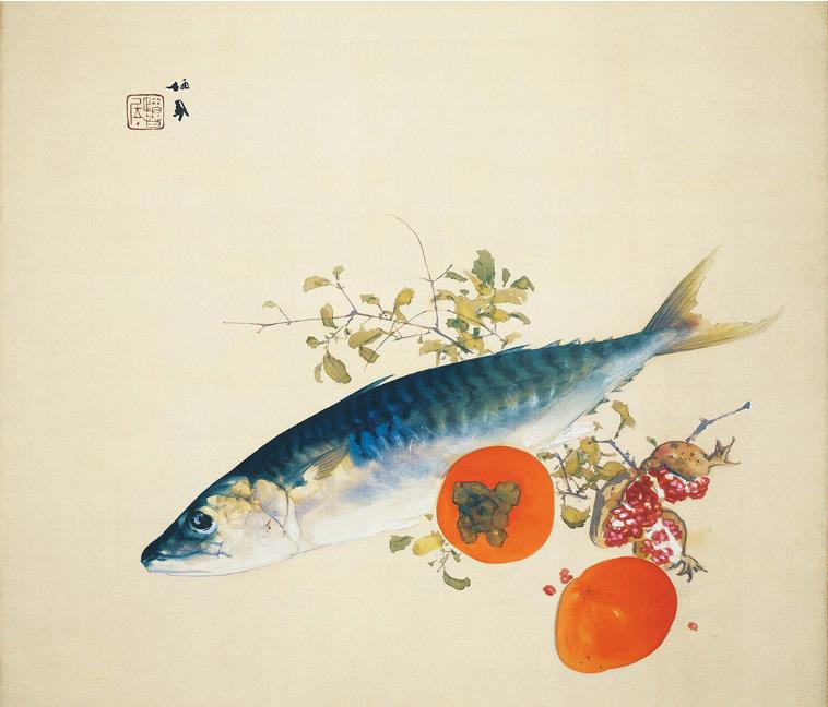 竹内栖鳳「魚肥山果熟」大正14年（1925）