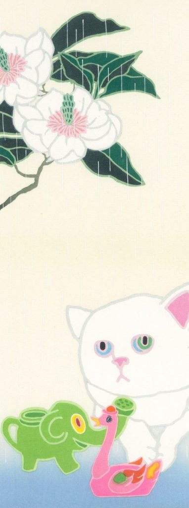 ミヤケマイ 「B面の猫 - 水無月」 2021年 木版画 ed.120部 16.0 × 41.7 cm