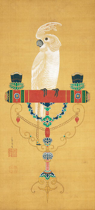 伊藤若冲《鸚鵡図》宝暦(1751-64)後期〜明和期(1764-72)頃　千葉市美術館蔵（展示期間：7月16日〜8月14日）