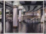 「Scrapscape 日本橋」 37×94cm 紙にアクリル絵の具