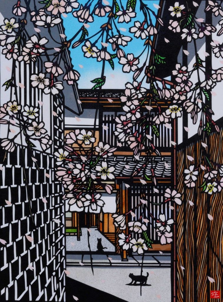 「春日和」  切り絵  33.4 × 24.9 cm