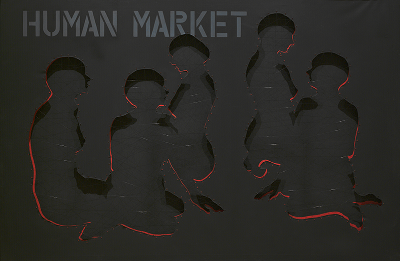 《人間市場》1969年　ミクストメディア　 長崎県美術館蔵