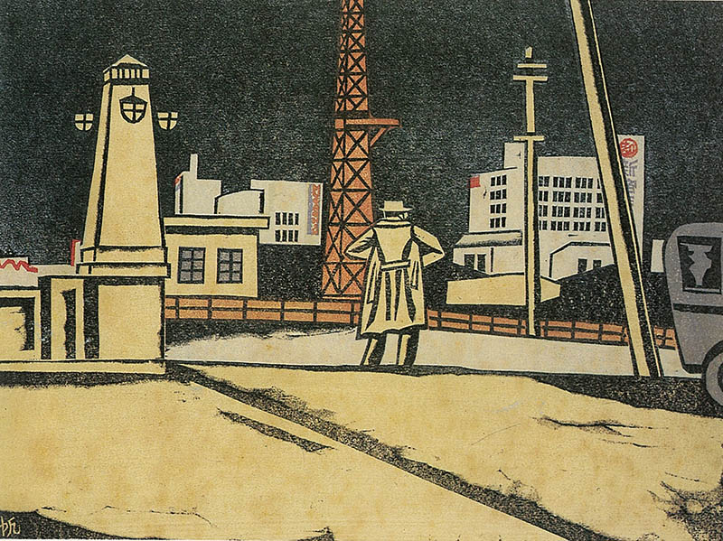 前川千帆《新宿の夜》1931年　北海道立近代美術館蔵